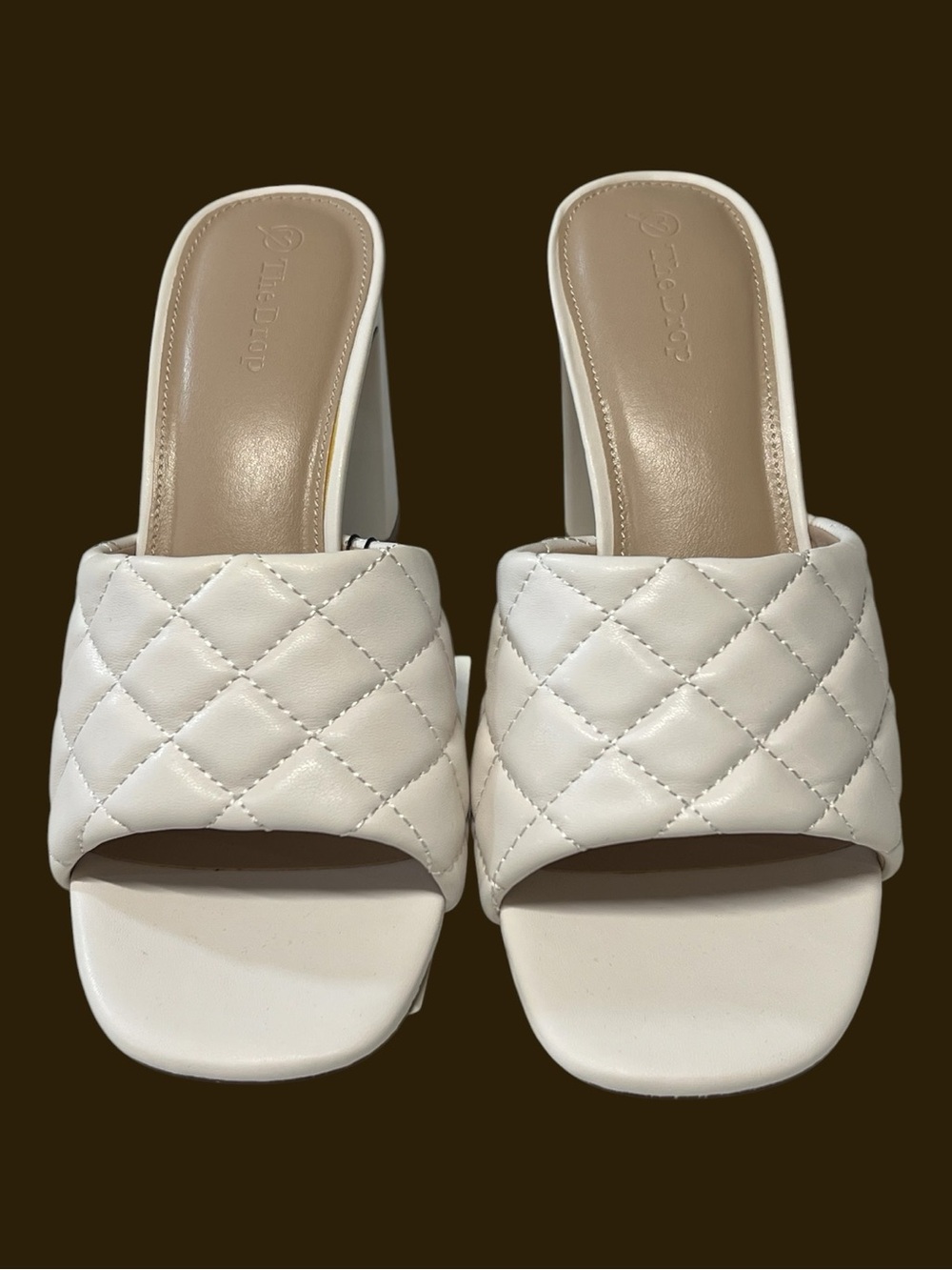 🆕 NWT The Drop Pattie Quilted Cream Heeled Mules | Size 9.5